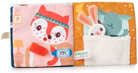 Lilliputiens - textilná knižka s aktivitami - dráčik Joe a jeho maznáčik