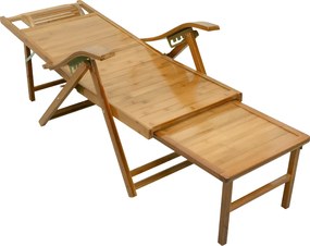 Záhradné polohovacie kreslo, prírodné, bambus, VARDON