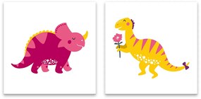 Série 2 canvas obrazov pre dievča 30x30 cm - Dinosaury