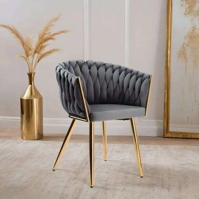 Jedálenská stolička COFTON zamatová, zlatá / grafitová