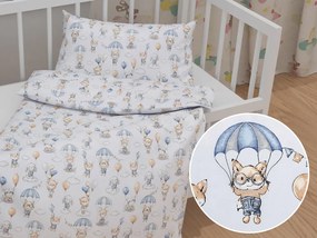 Biante Detské bavlnené posteľné obliečky do postieľky Sandra SA-469 Zvieratká s padákmi na svetlo modrom Do postieľky 90x140 a 40x60 cm