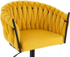 LuxuryForm DESIGN Barová stolička NORDEN VELUR na čiernej hranatej podstave - žltá