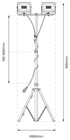 LED Reflektor so stojanom 2xLED/50W/230V 4000K IP44
