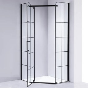 BPS-koupelny Päťuholníkový sprchovací kút BS06A 80x80 čierna/transparent - bez vaničky