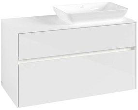 VILLEROY &amp; BOCH Collaro závesná skrinka pod umývadlo na dosku (umývadlo vpravo), 2 zásuvky, s LED osvetlením, 1000 x 500 x 548 mm, Glossy White, C111B0DH