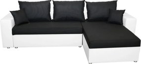 Rohová sedacia súprava Samba II, biela ekokoža/čierna látka