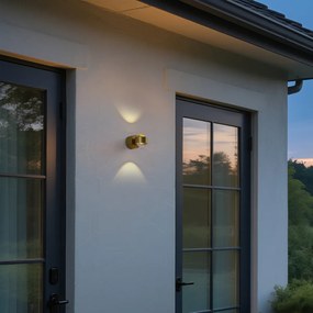 Dizajnové nástenné svietidlo mosadzné vrátane LED IP44 - Lens