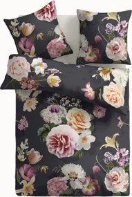 Obliečky Erika, čierno modré, kvetinový motív%