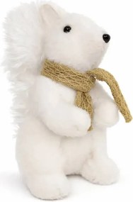 DECOLED Plyšová dekorácia veverička 14 × 20 × 24 cm, biela, polystyrén a plyš, biela a hnedá