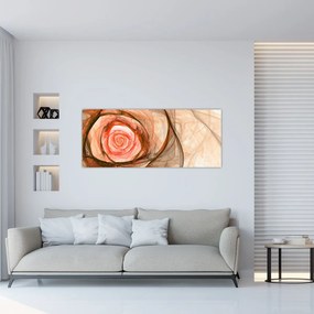Obraz - Abstraktné ruže ružová s bielym pozadím (120x50 cm)