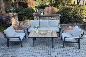 Sivá hliníková záhradná lounge súprava pre 5 Rotterdam – Rojaplast