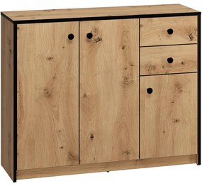 Komoda Baumi 01 3D2S Dub Artisan/čierna