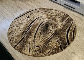 HU Okrúhly Hnedý moderný koberec Loft 260 vzor dreva