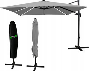 Garden Line 3 x 3 m sivý záhradný slnečník „ROMA“ s LED krytom
