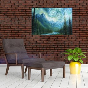 Obraz - Krajina s nádychom Van Gogha (90x60 cm)