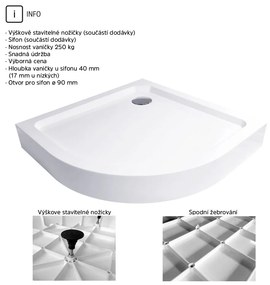 Mereo Mereo, Sprchová vanička R550, SMC, biela, vrátane nožičiek a sifónu ø 90 mm, MER-CV11H