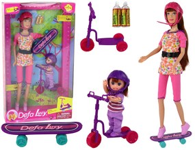 Lean Toys Bábika Lucy na skateboarde a malou bábikou