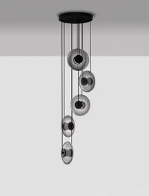 LED stmievateľný čierno-šedý moderný luster Skia 5