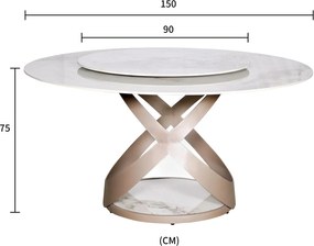 Jídelní stůl Modig M44 150 cm růžové zlato/mramor