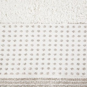 Osuška v krémovej farbe s lemom zvýrazneným bodkami a lesklou lurexovou niťou Šírka: 70 cm | Dĺžka: 140 cm