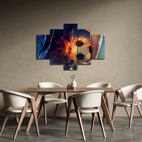 Obraz - Futbalová lopta v ohni (150x105 cm)