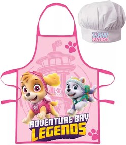 Detská / dievčenská zástera s kuchárskou čiapkou Tlapková patrola - Paw Patrol - Skye a Everest - pre deti 3 - 8 rokov