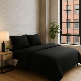 Čierne obliečky na jednolôžko/predĺžené s plachtou/3-dielne 160x220 cm Classic – Mila Home