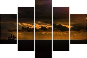 Obraz plachetnice pri západe slnka (150x105 cm)