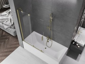Mexen Velar, 2-krídlová posuvná vaňová zástena 110 x 150 cm, 8mm číre sklo, zlatý matný profil, 896-110-000-01-55