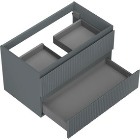 Mexen Rivel, kúpeľňová skrinka 80 cm, 2 zásuvky, drážkovaná, grafitová matná, 91A20-08047-2-BFF66