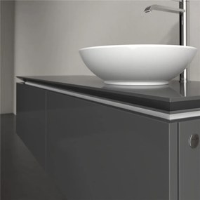 VILLEROY &amp; BOCH Legato závesná skrinka pod umývadlo na dosku (umývadlo vpravo), 2 zásuvky, 1400 x 500 x 380 mm, Glossy Grey, B58900FP