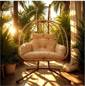 Závěsné skládací houpací křeslo Luvo černé/šedé