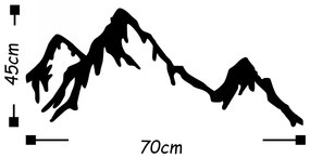 Nástenná kovová dekorácia Hory 70x30 cm čierna