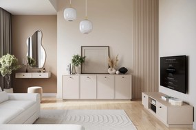 TV stolík Lorini 150 cm na sokli – kašmírová / čierne úchytky G