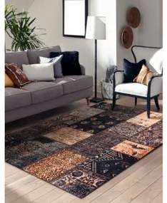 Koberec ANTIKA Ancient Chocolate patchwork hnedý / terakota