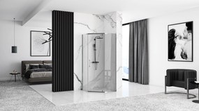 Päťuholníkový sprchovací kút REA AXIN 90x90 cm, chróm/transparent + vanička Diamond čierna