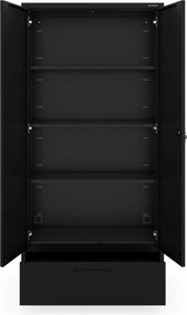 Modulárna kovová multifunkčná skriňa so zásuvkou čierna MEGAN 1850 x 900 x 400 mm