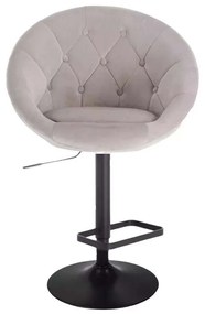 LuxuryForm DESIGN Barová stolička VERA VELUR na čiernom tanieri - svetlo šedá