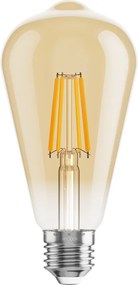 Mexen Vintis, LED filamentová žiarovka E27, ST64, 6 W, teplá biela 2700K, jantárová, L152-E27-0627-50