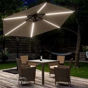 InternetovaZahrada LED slnečník Mali Ø330 cm - krémový