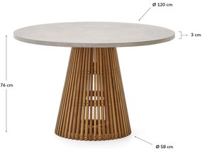 Záhradný jedálenský stôl faluca ø 120 cm sivý/prírodný MUZZA