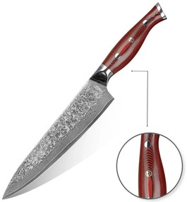 KnifeBoss kuchařský damaškový nůž Chef 8" (200 mm) Black & Red VG-10