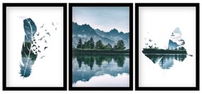 Gario Sada plagátov Horská panoráma - 3 dielna Farba rámu: Bez rámu, Rozmery: 99 x 45 cm