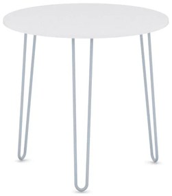 Okrúhly jedálenský stôl SPIDER, priemer 80 cm, sivo-strieborná podnož, biela
