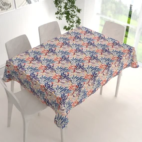 Biante Dekoračný obdĺžnikový obrus PML-067 Modré listy na krémovom 140x220 cm