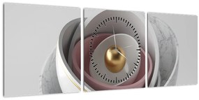 Obraz - Zlatá perla (s hodinami) (90x30 cm)