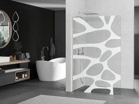 Mexen Kioto L, sprchová zástena Walk-In 100 x 200 cm, 8mm číre sklo biely vzor, brúsená oceľ profil, 800-100-103-97-97