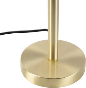 Klasická stolná lampa mosadz s hnedým tienidlom 35 cm - Simplo