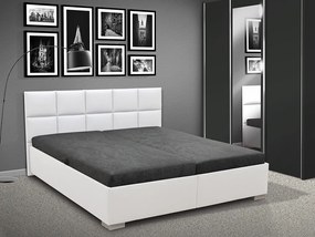 Čalúnená posteľ s úložným priestorom LUXOR 180 eko koža: šedá, peľasť / matrac: HR PENA