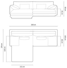 Tmavomodrá rohová pohovka (ľavý roh) Torino – Micadoni Home